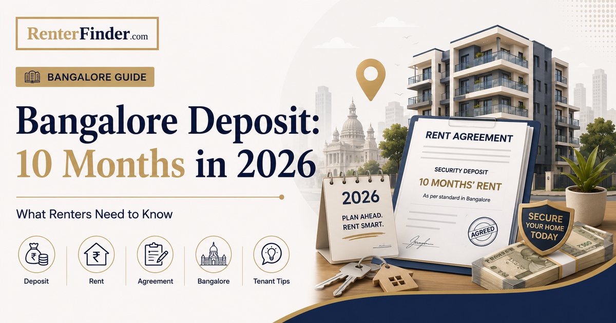 A Bangalore renter reviewing a large security deposit demand from a landlord and negotiating it down in 2026.