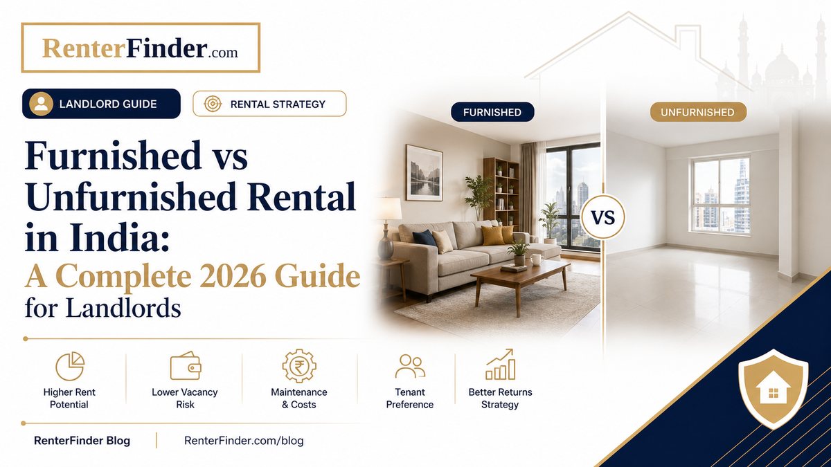 Side-by-side comparison of a fully furnished and an unfurnished rental flat in India - helping tenants and landlords choose between the two for 2026.