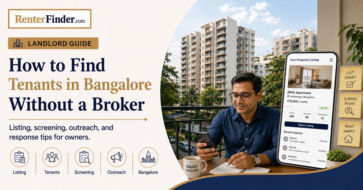 Bangalore flat owner handing keys to a new tenant after finding them directly, without paying broker commission.
