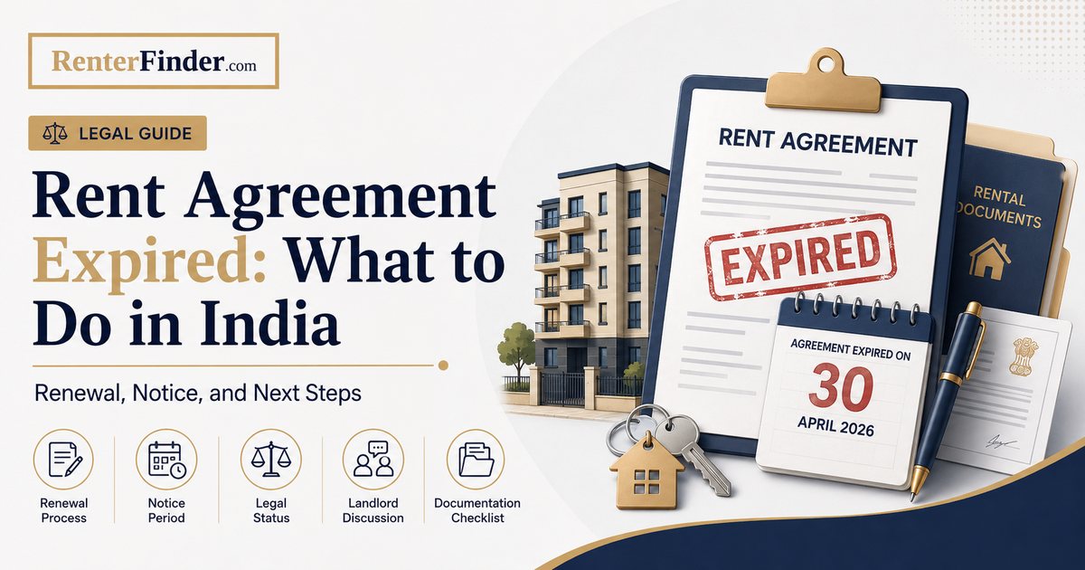 Indian tenant and landlord sitting across a table discussing rent agreement renewal options after the 11-month agreement expires.