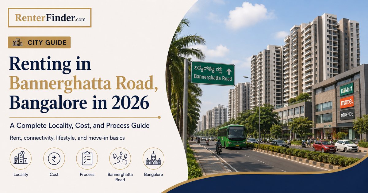 Bannerghatta Road Bangalore rental locality guide 2026 showing sub-localities, rent ranges, and commute options for IT professionals and families.