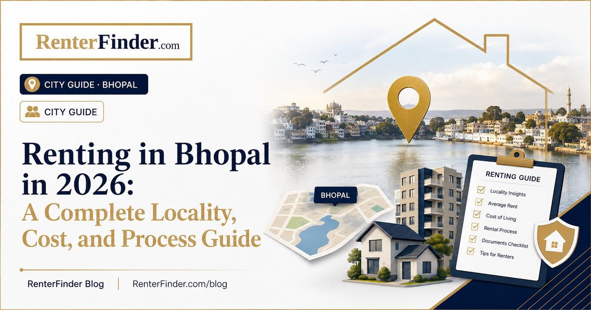 Bhopal city skyline in Madhya Pradesh, India - rental property guide covering best localities, rent ranges, and tenant resources for Bhopal in 2026.