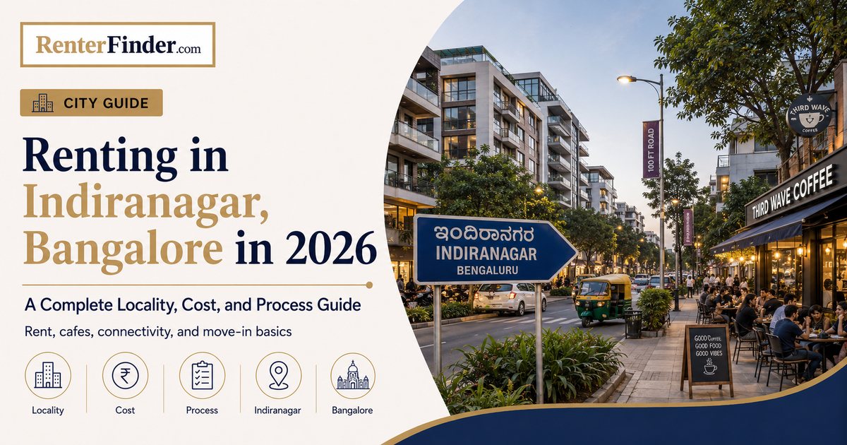 Indiranagar Bangalore rental locality guide 2026 - renters guide to 100 Feet Road, CMH Road, and metro-connected flats.