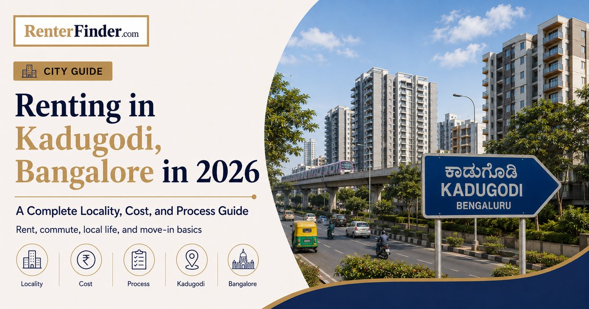 Kadugodi locality guide Bangalore 2026 - residential apartments near ITPL Metro Station, Whitefield Road IT corridor, rent ranges and commute for renters.