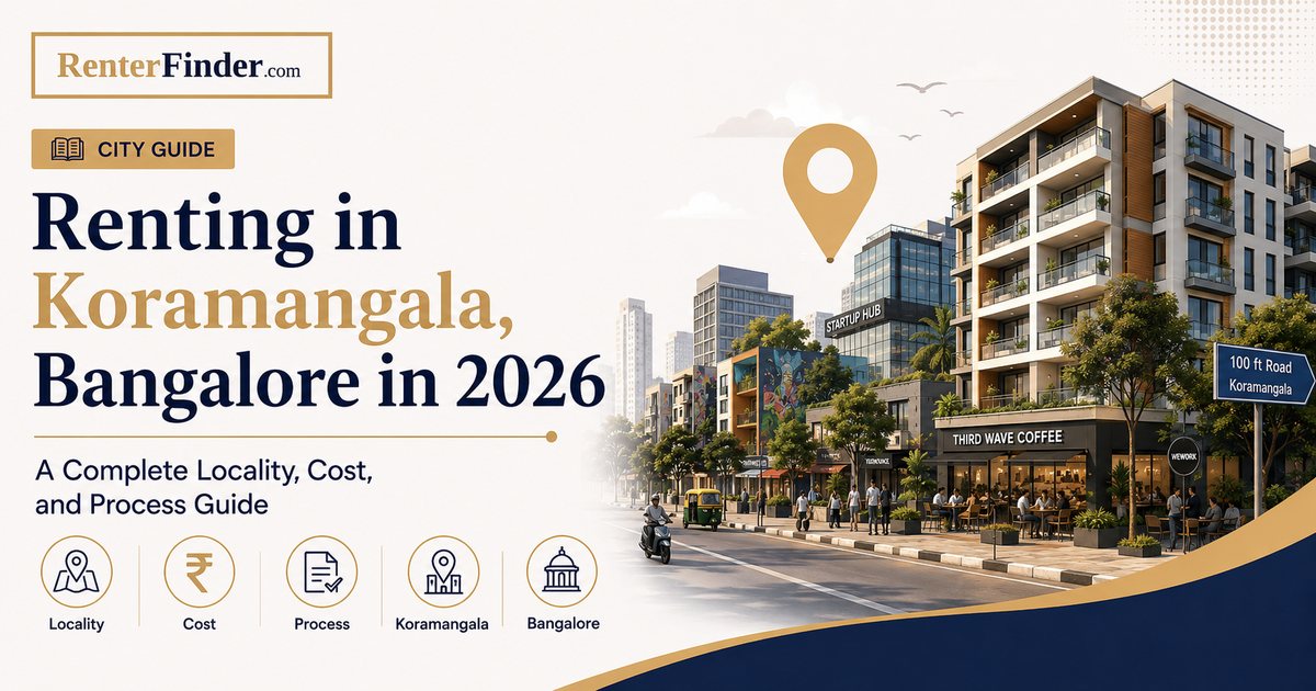 Aerial view of Koramangala Bangalore showing apartment buildings and tree-lined streets in India's top rental locality for renters in 2026.
