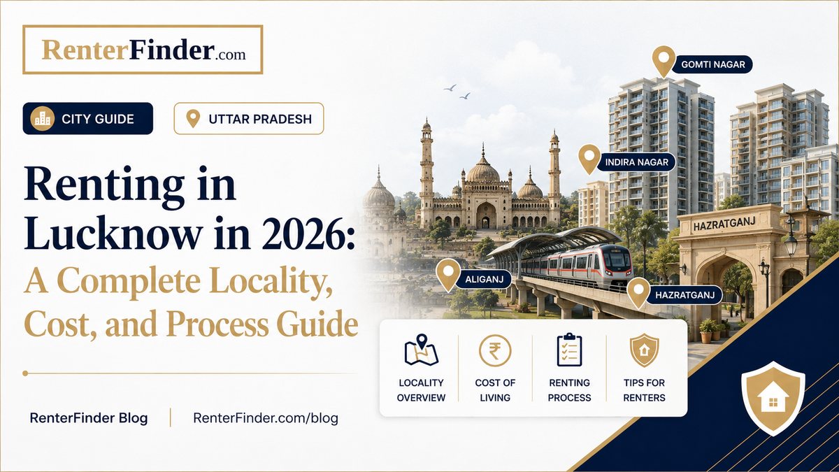 Lucknow city skyline in Uttar Pradesh, India - 2026 rental guide covering Gomti Nagar, Hazratganj, Aliganj, and other prime localities for tenants in Lucknow.