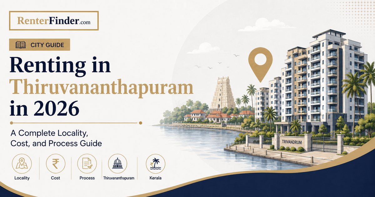 A renter's guide to Thiruvananthapuram in 2026 - covering Technopark, Kazhakootam, Pattom, Kowdiar, and Kerala's advance rent system.