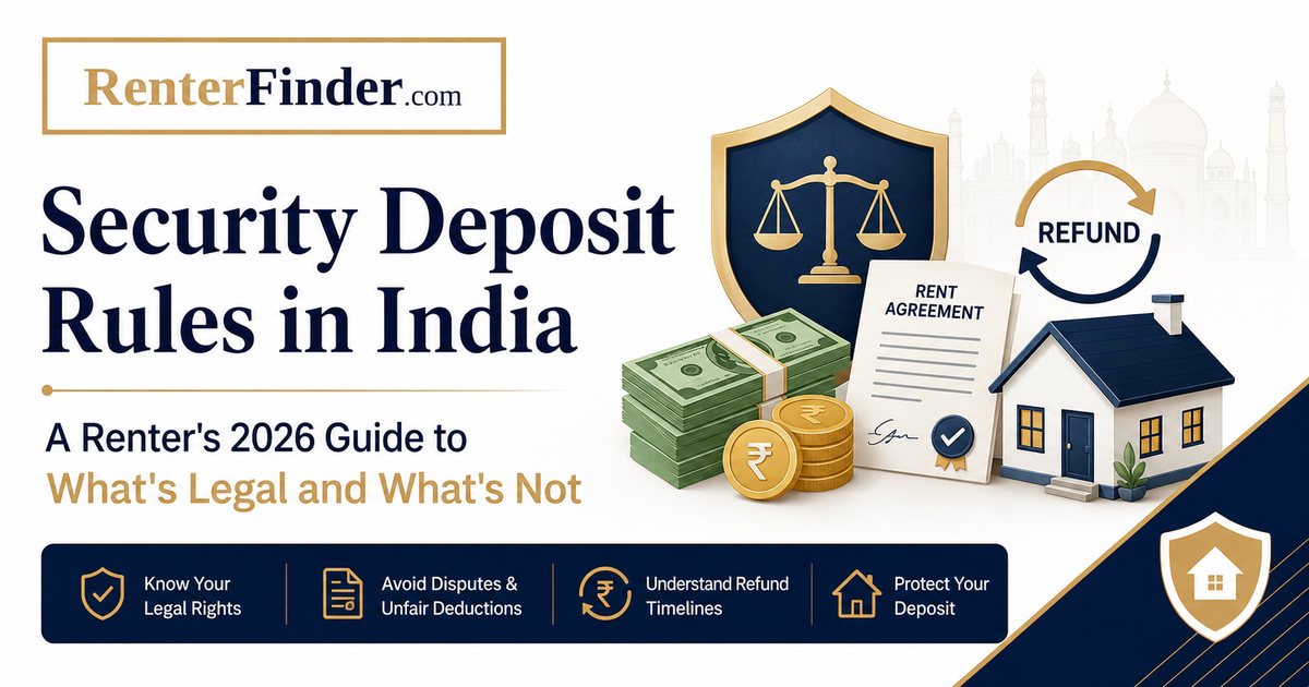 Indian tenant counting security deposit cash with a landlord - state-wise security deposit caps and refund rules under the Model Tenancy Act 2021.