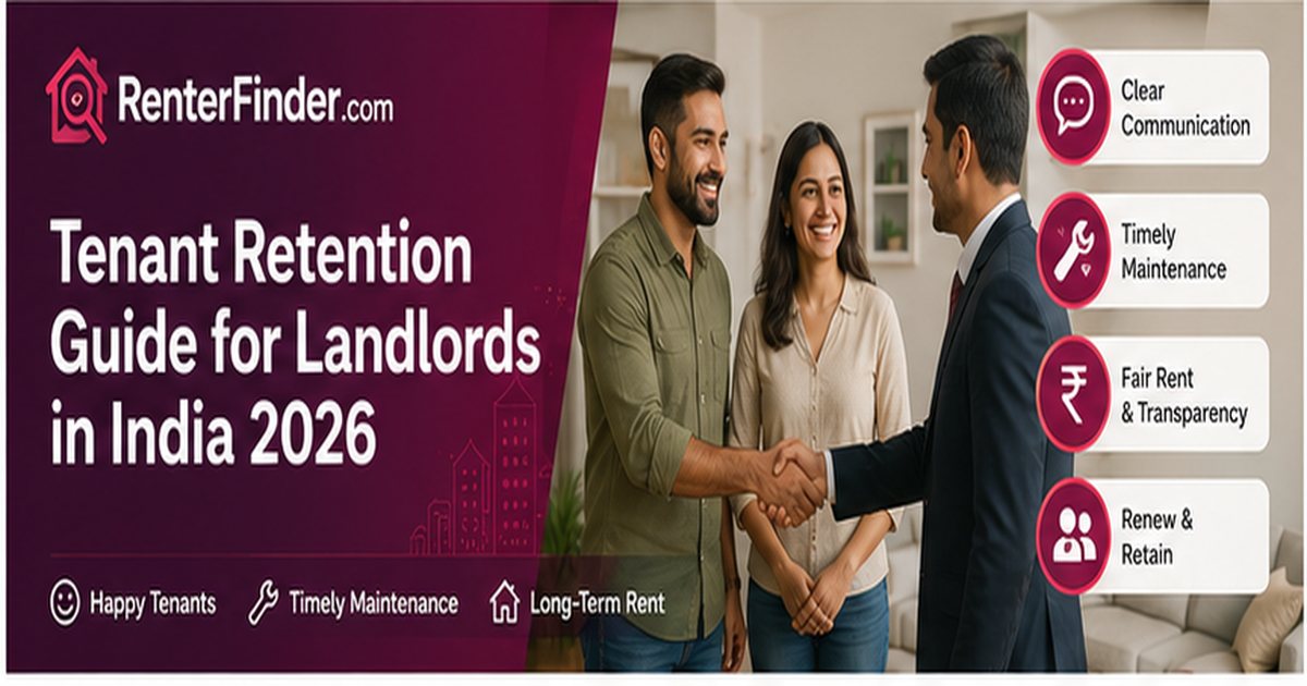 Indian landlord and tenant reviewing a lease renewal together - guide to reducing tenant turnover and retaining good tenants in India on RenterFinder.